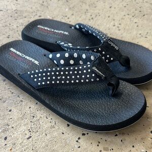 Skechers Black Sandals with White Dots